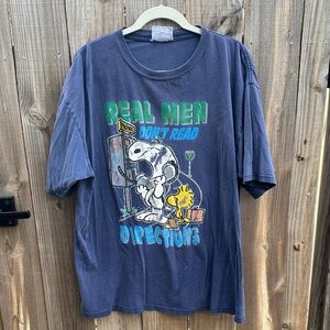 Vintage 90s Snoopy & Woodstock Peanuts real men don't read directions tee sz XL